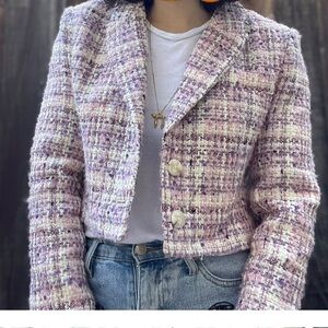 English Factory Pink Tweed Blazer